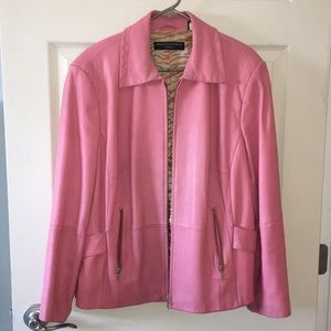 Pink Leather Ladies Jacket 🧥👛🐙🌸